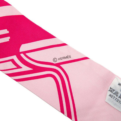 Hermes Twilly les Coupes Tattoo Coupe Tatouage Scarf Pink Silk