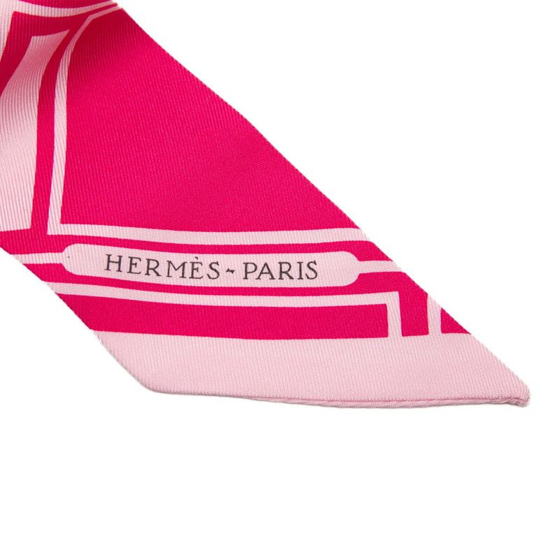 Hermes Twilly les Coupes Tattoo Coupe Tatouage Scarf Pink Silk