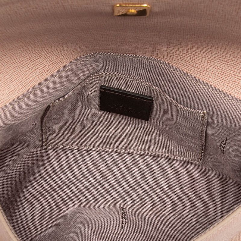 Fendi Logo Shoulder Bag Pink Leather