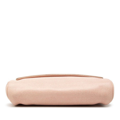 Fendi Logo Shoulder Bag Pink Leather