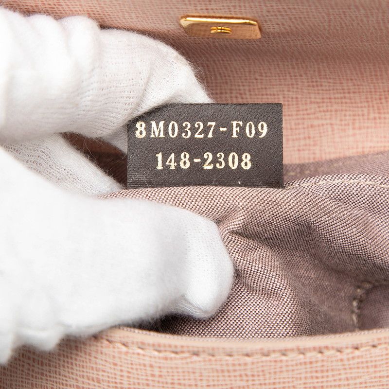 Fendi Logo Shoulder Bag Pink Leather