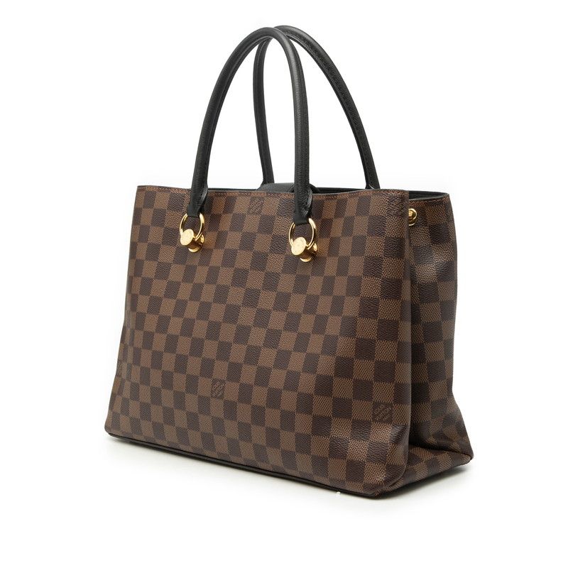 Louis Vuitton Damier LV Riverside 2-Way Shoulder Bag Ebene Brown Black Leather