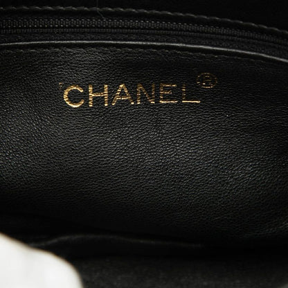 Chanel Quilted CC Logo Fringe Chain Shoulder Bag Black Lambskin