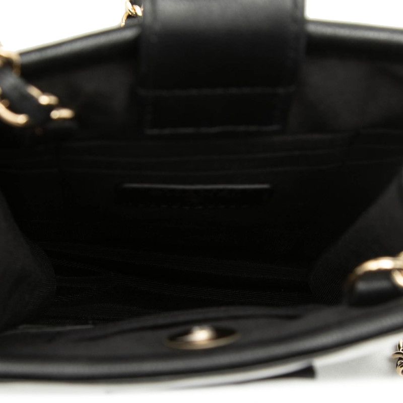 Chanel Logo Tweed Chain Shoulder Bag Phone Case Black Vinyl Leather