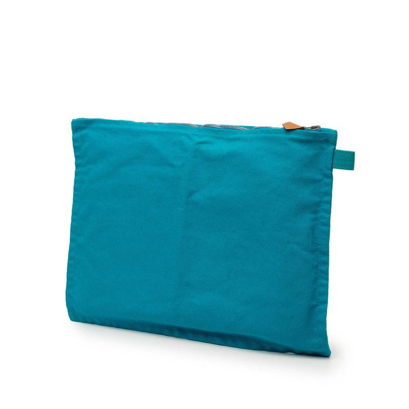 Hermes Bora Pouch GM Hlogo Second Blue Canvas