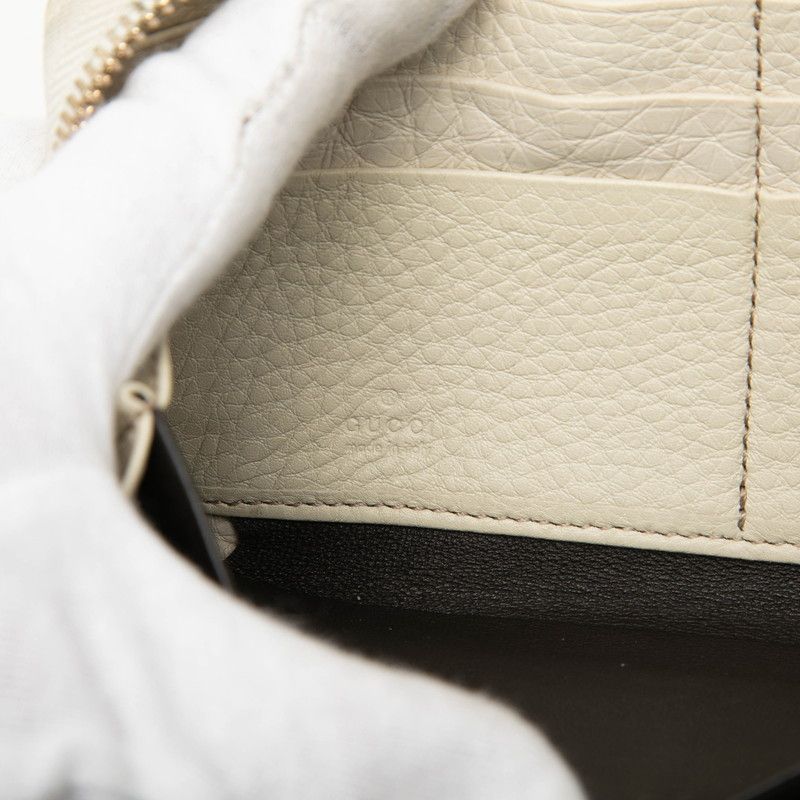 Gucci Bamboo Ribbon Tassel Zip Around Wallet Beige Leather