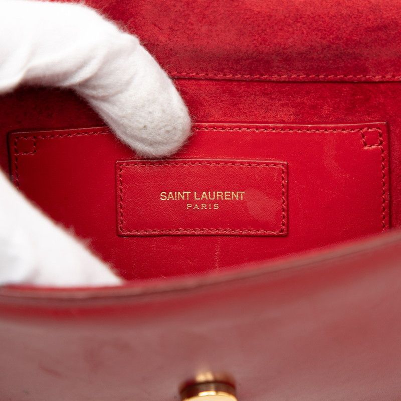 Saint Laurent Ysllogo Tassel Chain Shoulder Bag Red Leather