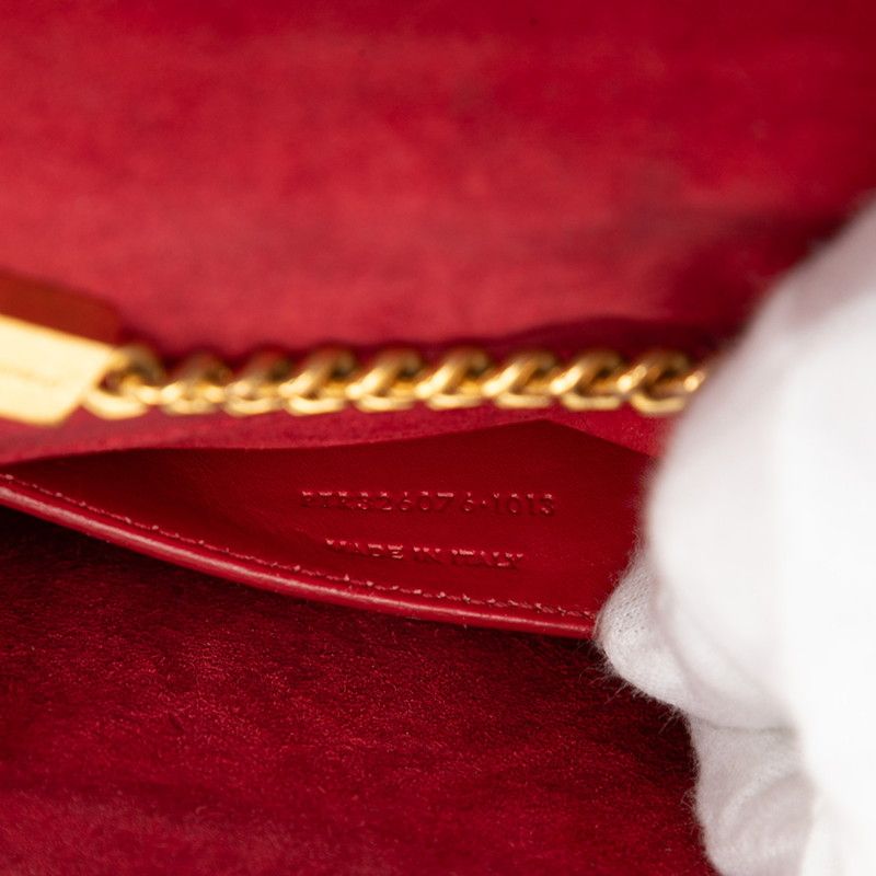Saint Laurent Ysllogo Tassel Chain Shoulder Bag Red Leather