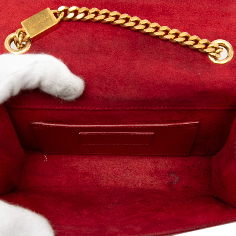 Saint Laurent Ysllogo Tassel Chain Shoulder Bag Red Leather