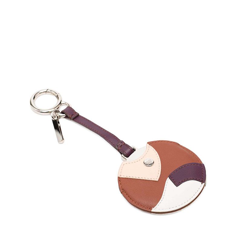 Fendi Mirror Cover Bag Charm Key Holder Multicolor Metal Leather