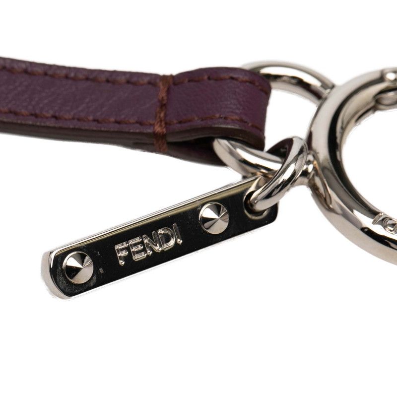 Fendi Mirror Cover Bag Charm Key Holder Multicolor Metal Leather