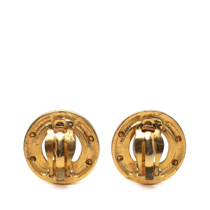 Chanel Vintage CC Logo Earrings Gold Plated