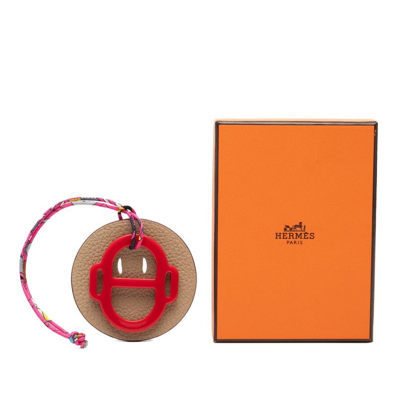Hermes Petit Ash Monki Charm Brown Red Beige Veau Epsom Buffalo Horn Keychain