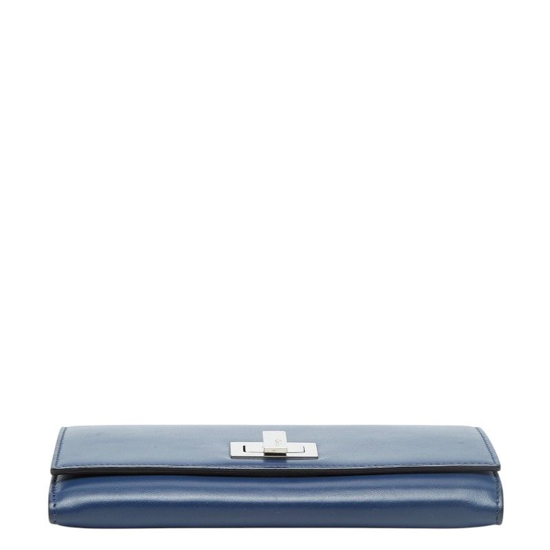 Fendi Peekaboo Wallet Blue Leather