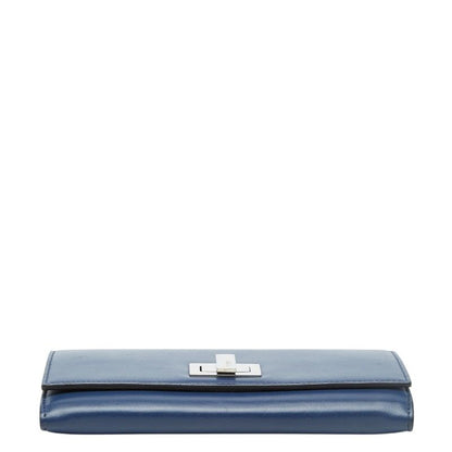Fendi Peekaboo Wallet Blue Leather