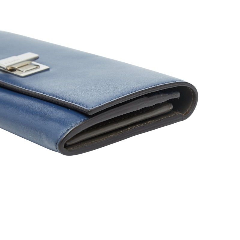 Fendi Peekaboo Wallet Blue Leather