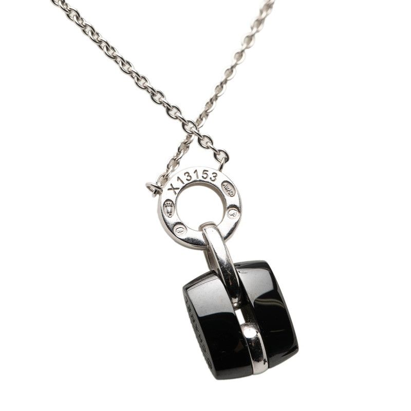 Chanel Ultra Pendant Necklace Black Silver Ceramic Diamond 18k White Gold