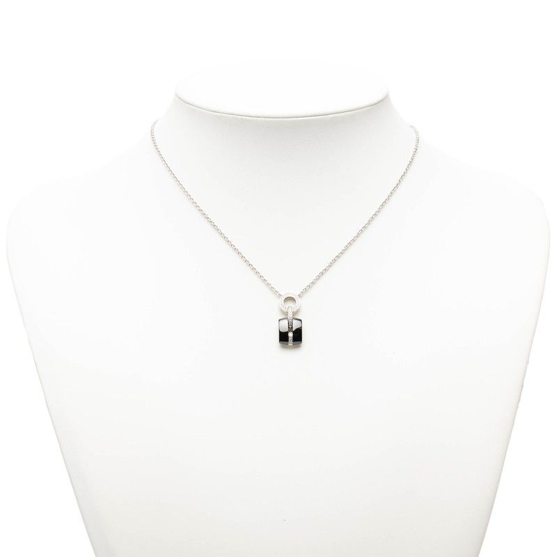 Chanel Ultra Pendant Necklace Black Silver Ceramic Diamond 18k White Gold