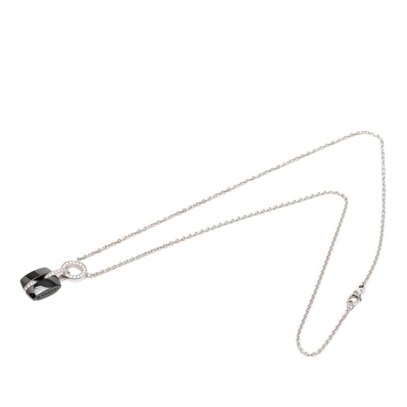 Chanel Ultra Pendant Necklace Black Silver Ceramic Diamond 18k White Gold