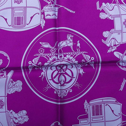 Hermes Carre 40 Ex Libris Scarf Purple Silk