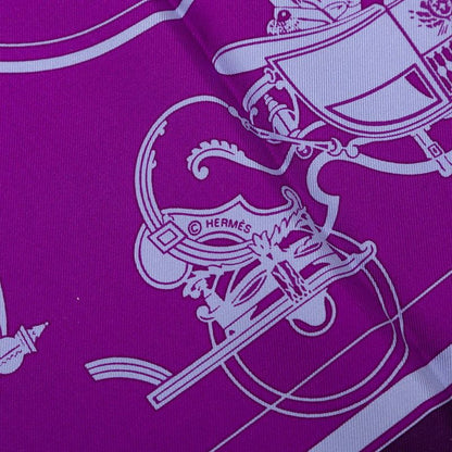 Hermes Carre 40 Ex Libris Scarf Purple Silk