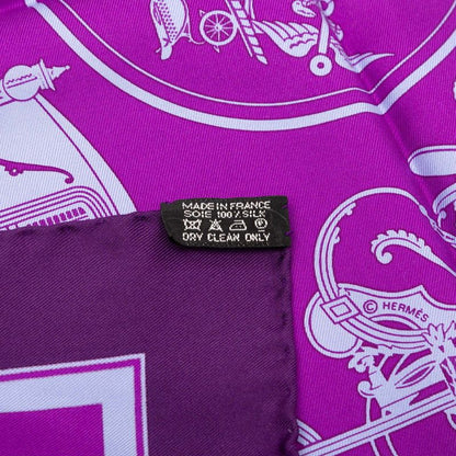 Hermes Carre 40 Ex Libris Scarf Purple Silk