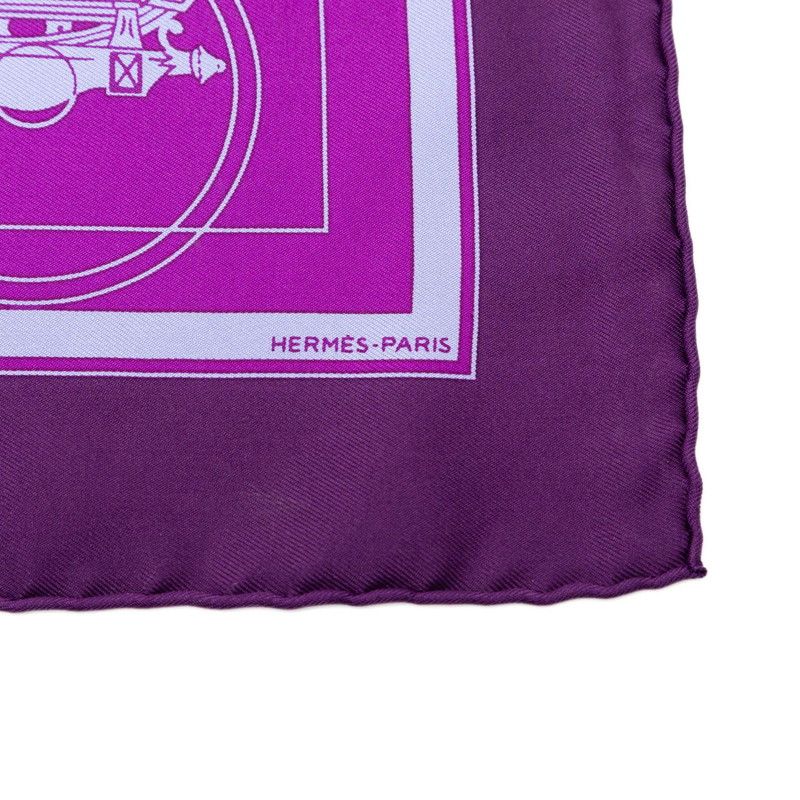 Hermes Carre 40 Ex Libris Scarf Purple Silk