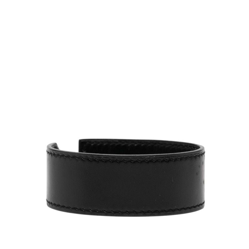 Hermes Artemis Bracelet Black Gold Leather Plated