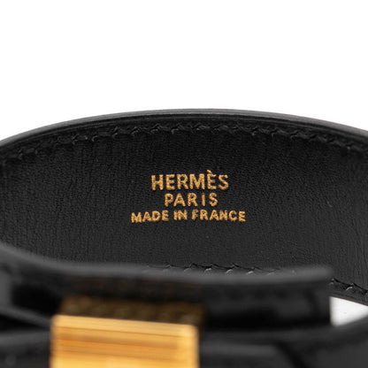 Hermes Artemis Bracelet Black Gold Leather Plated