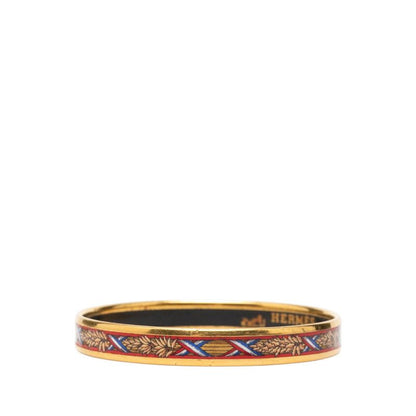 Hermes Enamel PM Cloisonne Bangle Gold Red Plated Bracelet