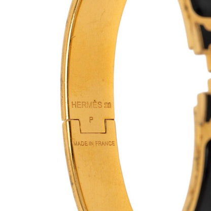 Hermes Click PM Glitter Bangle Gold Black Plated Bracelet