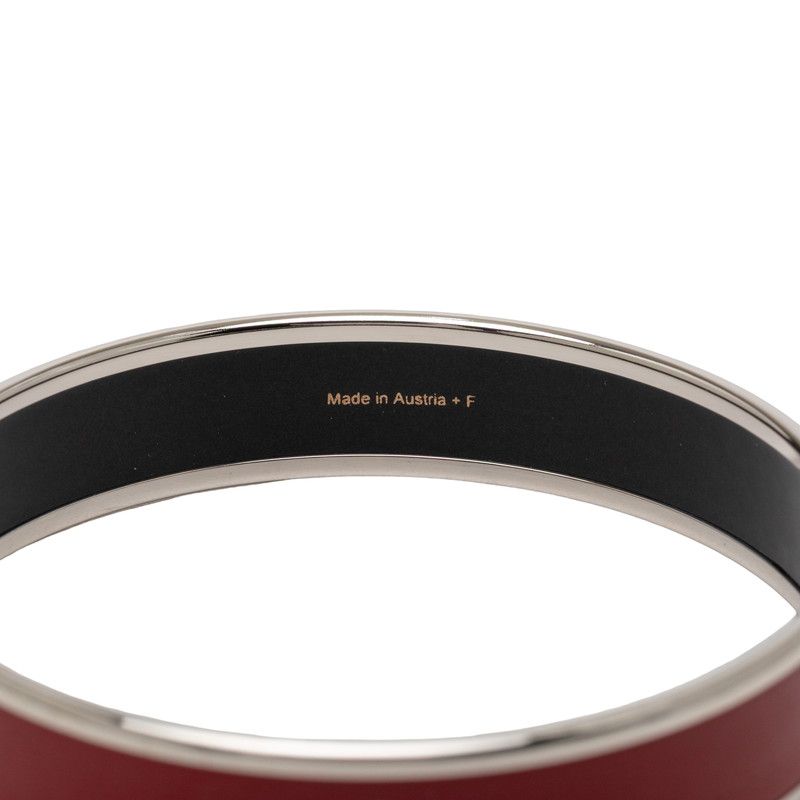 Hermes Enamel MM Cloisonne Bangle Silver Gold Metal Bracelet