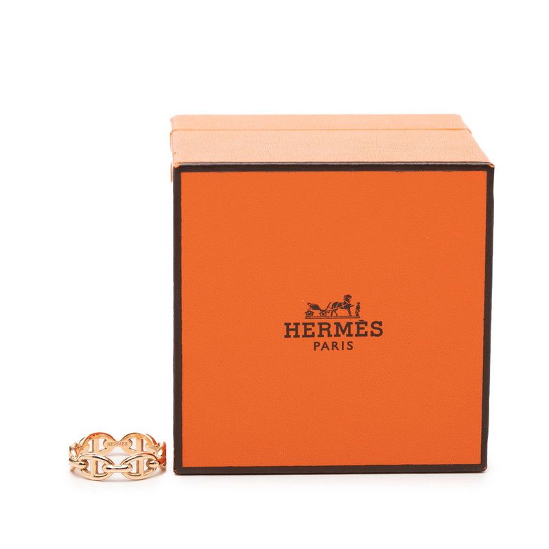 Hermes Chaine D'ancre Ring 55 18k Pink Gold