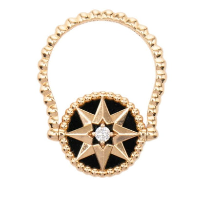 Dior Rose Devan Ring 49 Gold Black 18k Pink Onyx Diamond