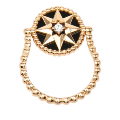 Dior Rose Devan Ring 49 Gold Black 18k Pink Onyx Diamond