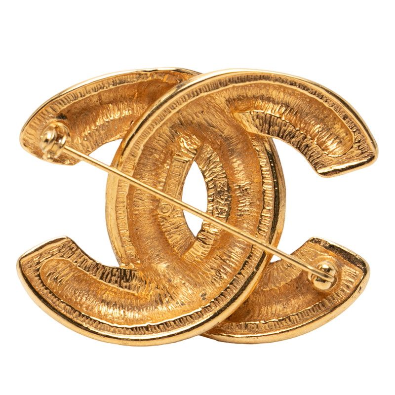 Chanel CC Logo Quilted Brooch Gold Plated