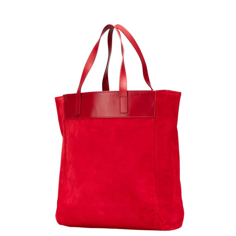 Saint Laurent Reversible Tote Red Leather Suede