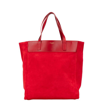 Saint Laurent Reversible Tote Red Leather Suede