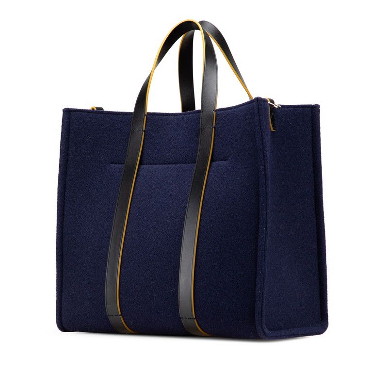 Fendi Tote Navy Wool Leather