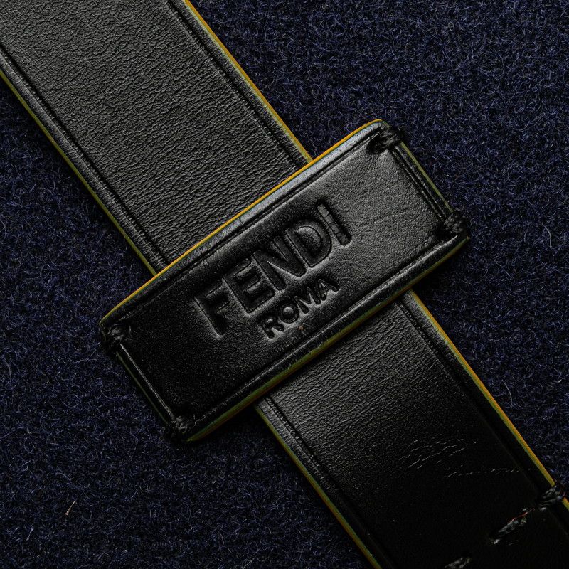 Fendi Tote Navy Wool Leather