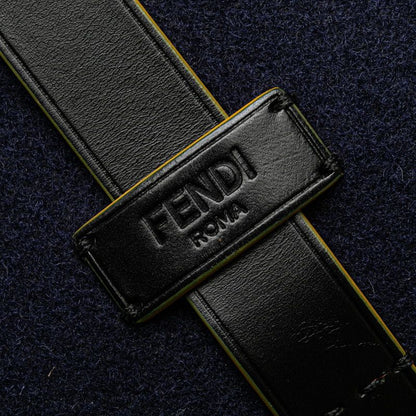 Fendi Tote Navy Wool Leather