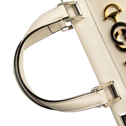 Gucci Zumi Horsebit Handbag White Leather