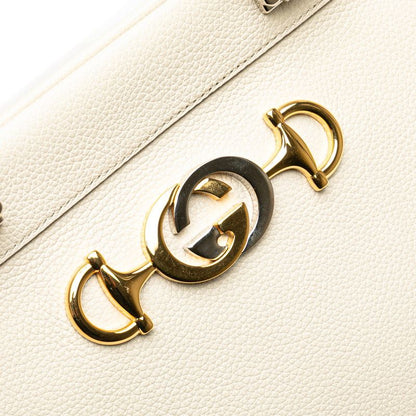 Gucci Zumi Horsebit Handbag White Leather