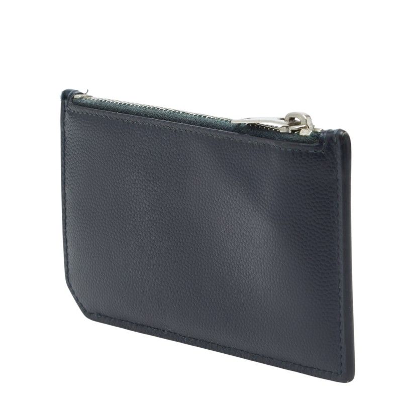 Saint Laurent Card Case Coin Fragment Navy Leather