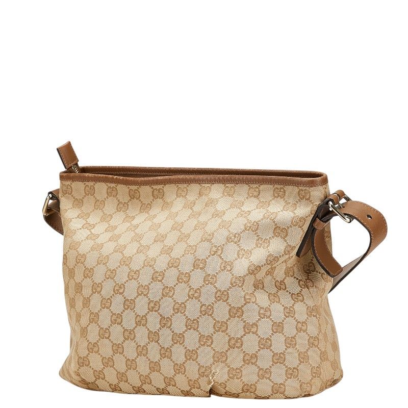Gucci GG Canvas Crossbody Shoulder Bag Beige Brown