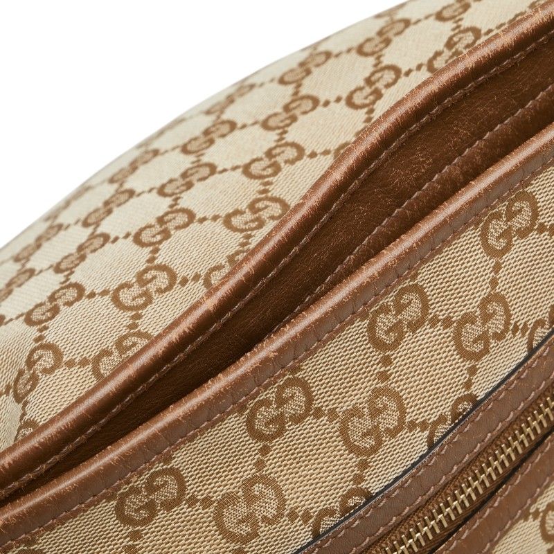 Gucci GG Canvas Crossbody Shoulder Bag Beige Brown