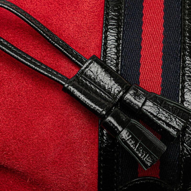 Gucci Crossbody Shoulder Bag Mini Bucket Red Black Suede Leather