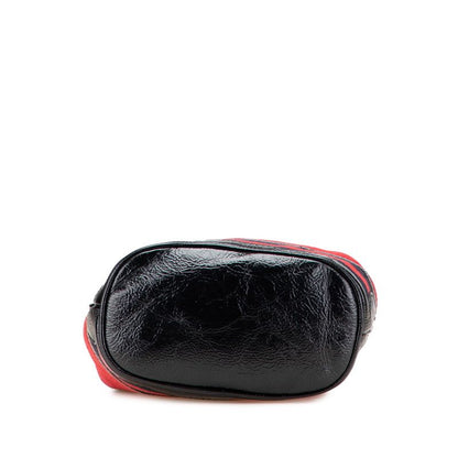 Gucci Crossbody Shoulder Bag Mini Bucket Red Black Suede Leather