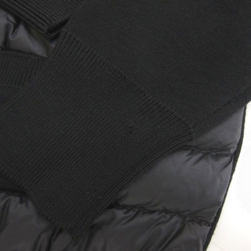 Moncler Tricot Cardigan Knit Contrast Down Jacket Black