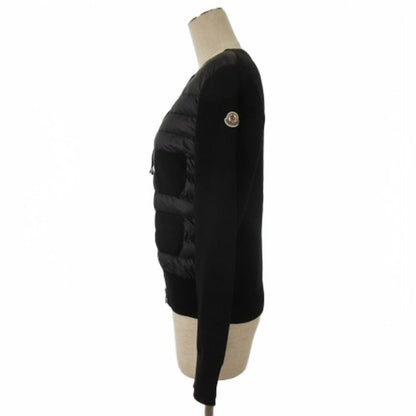 Moncler Tricot Cardigan Knit Contrast Down Jacket Black